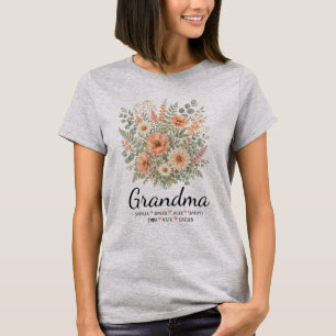 Persoonlijk oma bloemen oma namen cadeau t-shirt