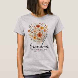Persoonlijk oma bloemen oma namen cadeau t-shirt