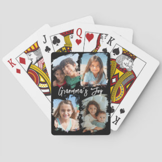 Persoonlijk oma-cadeau met 4 foto's van kleinkinde pokerkaarten