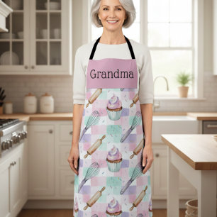 Persoonlijk oma-nana-pastelkleurig Cupcake-team Schort