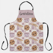 Persoonlijk oma schort Kawaii koekje Gingham  (Voorkant)