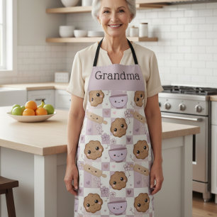 Persoonlijk oma schort Kawaii koekje Gingham