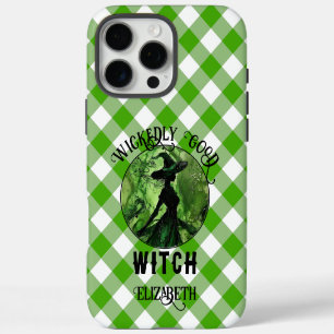 Persoonlijk Ondeugend Goede Heks Groen Gingham iPhone 16 Pro Max Hoesje