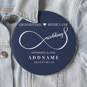 Persoonlijk oneindigheid huwelijksgeschenk ronde button 6,0 cm