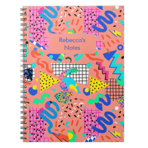 Persoonlijk ontwerp in 80's Retro Memphis Revival Notitieboek