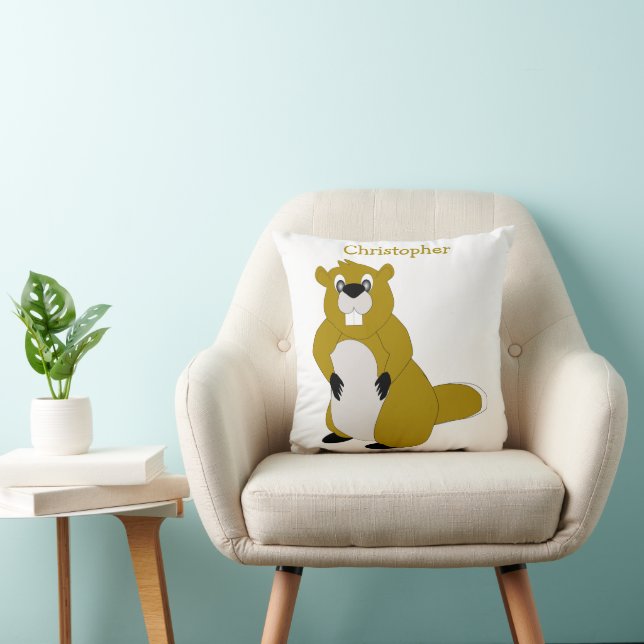 Persoonlijk ontwerp met bever kussen (Stoel)