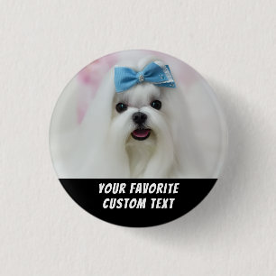 Persoonlijk ontwerp met foto en tekst in kleine cu ronde button 3,2 cm