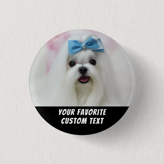 Persoonlijk ontwerp met foto en tekst in kleine cu ronde button 3,2 cm (Voorkant)