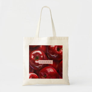 Persoonlijk ontwerp met glanzende rode appel tote bag