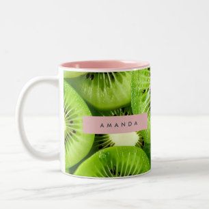 Persoonlijk Ontwerp met Levendige Kiwi Vrucht Tweekleurige Koffiemok