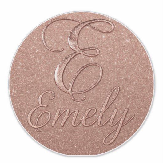 Persoonlijk ontwerp met roze gouden glitters – Eme Sticker (Voorkant)