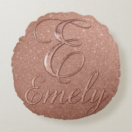 Persoonlijk ontwerp met roze gouden glitters en de rond kussen