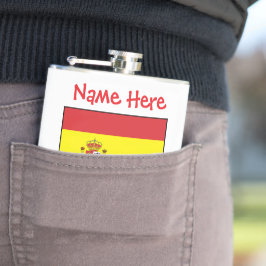 Persoonlijk ontwerp met Spaanse vlag en erfgoed Heupfles