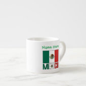 Persoonlijk ontwerp met vlag van Mexico en naam Espresso Kop (Voorkant rechts)