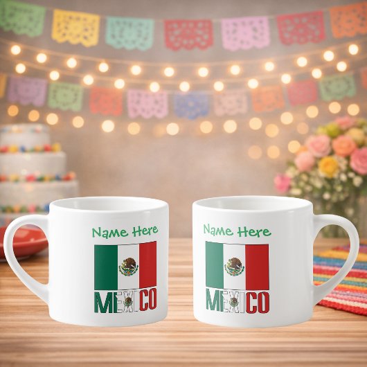 Persoonlijk ontwerp met vlag van Mexico en naam Espresso Kop