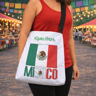 Persoonlijk ontwerp van de Mexicaanse vlagnaam Crossbody Tas