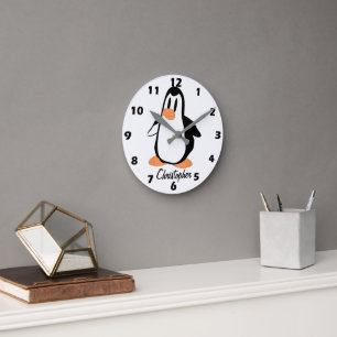 Persoonlijk ontwerp van de pinguïn ronde klok