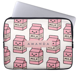 Persoonlijk Ontwerp van een Roze Melkpak in Kawaii Laptop Sleeve