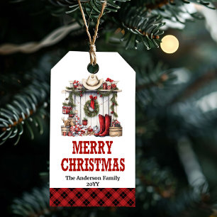 Persoonlijk ontwerp voor een Wild West Kerstcadeau Cadeaulabel