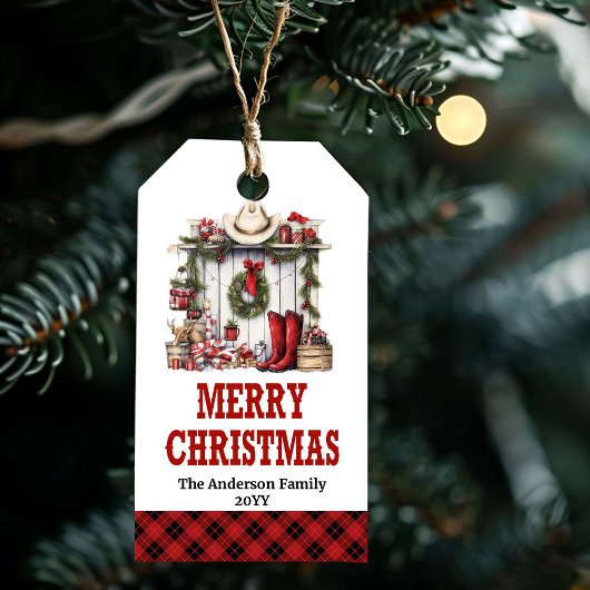 Persoonlijk ontwerp voor een Wild West Kerstcadeau Cadeaulabel