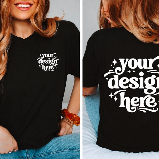 Persoonlijk ontwerp voor en achterkant Aangepaste  T-shirt