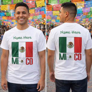 Persoonlijk ontwerp voor heren met vlag van Mexico T-shirt