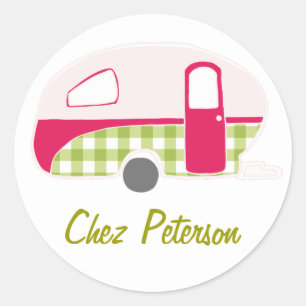 Persoonlijk ontwerp voor retro vintage caravan sti ronde sticker