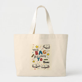 Persoonlijk ontwerp voor schooltaslabel grote tote bag