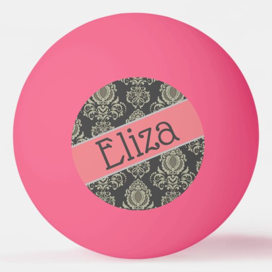 Persoonlijk ontworpen damast naam pingpongbal (Voorkant)