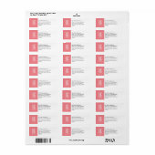 Persoonlijk ontworpen koraalroze monogram etiket (Full Sheet)