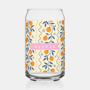 Persoonlijk op maat gemaakt leuk retro citrus volk blikvorm glas