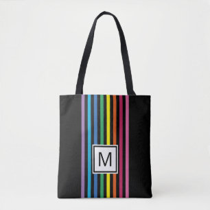 Persoonlijk op maat gemaakt regenboog strepenpatro tote bag
