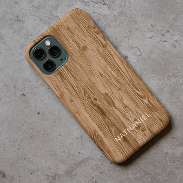 Persoonlijk op maat gemaakt retro rustiek houtnerf Case-Mate iPhone case