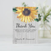 Persoonlijk Op Maat Gemaakt Rustiek Chic Zonnebloe Bedankkaart (Staand voorkant)
