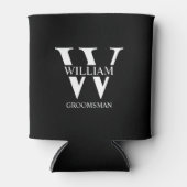 Persoonlijk op maat gemaakte bruidsjonker monogram blikjeskoeler (Voorkant)