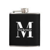 Persoonlijk Op Maat Gemaakte Monogram Zwarte Heupfles (Voorkant)