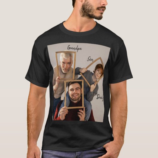 Persoonlijk opa vader zoon  t-shirt (Voorkant)