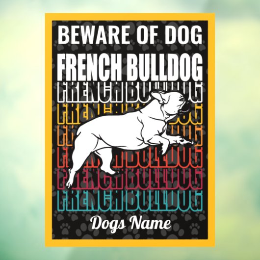 Persoonlijk oplettend op Dog French Bulldog Warnin Raamsticker (Vel 3)