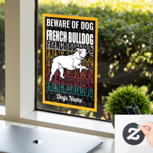 Persoonlijk oplettend op Dog French Bulldog Warnin Raamsticker (Kantoor)