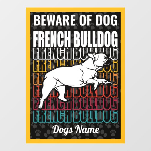 Persoonlijk oplettend op Dog French Bulldog Warnin Raamsticker (Vel)