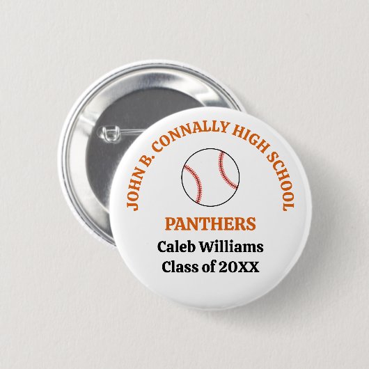 Persoonlijk Orangegestemd Middelbare School Honkba Ronde Button 5,7 Cm (Voorkant /achterkant)