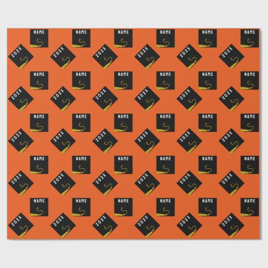 persoonlijk oranje afstudeercadeau cadeaupapier (Vlak)