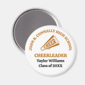 Persoonlijk Oranje Cheerleader Middelbare School Magneet (Voorkant / Achterkant)