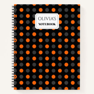 Persoonlijk oranje en grijs polkadot notitieboek