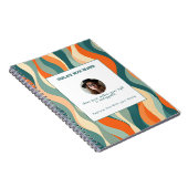 Persoonlijk oranje en turquoise gegolfd patroon notitieboek (Rechterzijde)