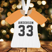 Persoonlijk oranje en wit honkbalshirt ornament