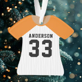 Persoonlijk oranje en wit honkbalshirt ornament