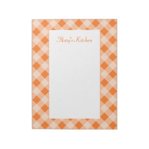 Persoonlijk Oranje Gingham Notitieblok