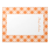 Persoonlijk Oranje Gingham Notitieblok (Voorkant)