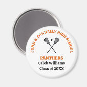 Persoonlijk Oranje Lacrosse Team Middelbare School Magneet (Voorkant / Achterkant)